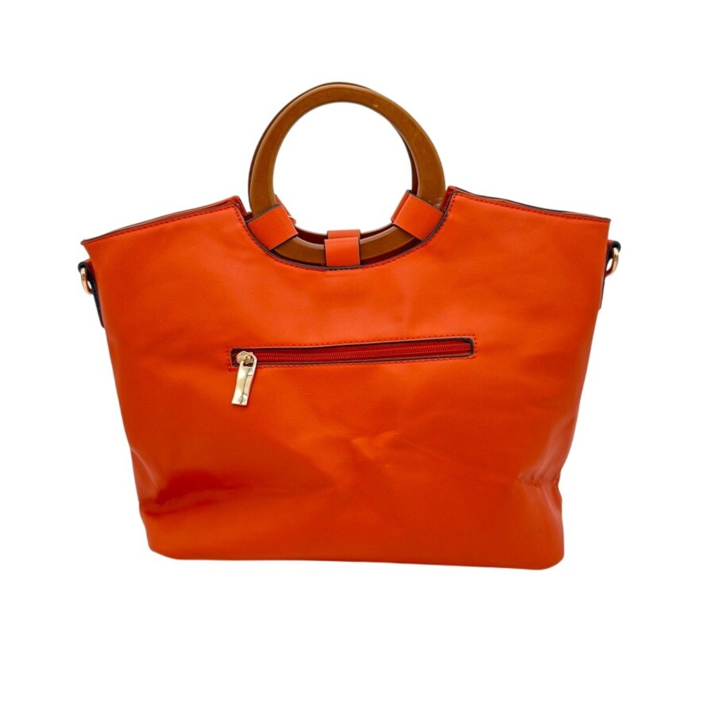 Handbag‎ Republic Classic Boho Orange Tote Bag Set Vegan Leather Wallet Strap - Picture 4 of 6